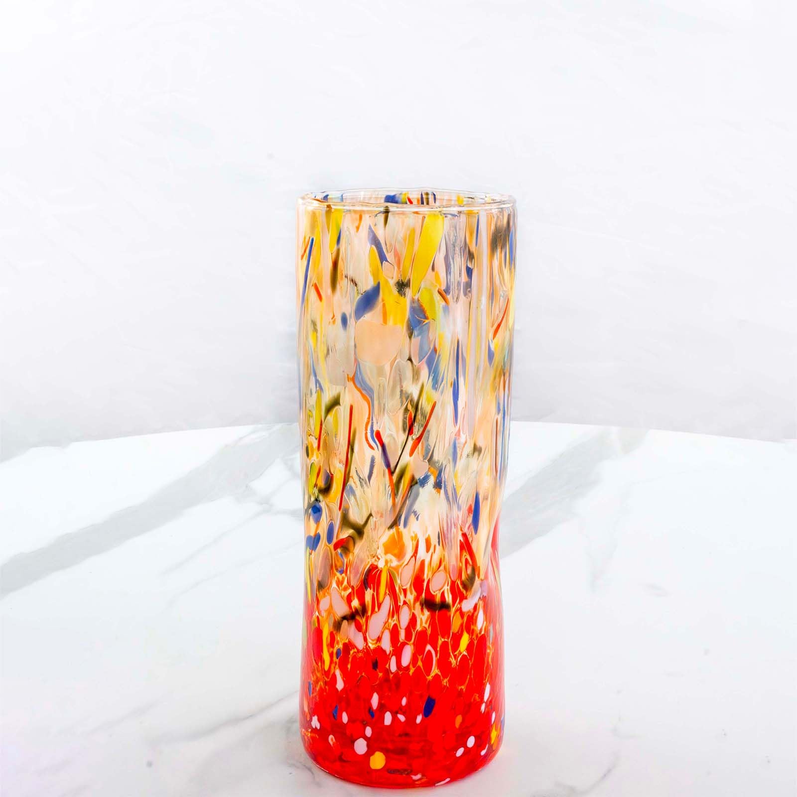 MurArt Vase en verre de Murano DECORO MG de 1000 ml Alt 24 cm en verre soufflé, fabriqué à la main artisanal fabriqué en Italie B1