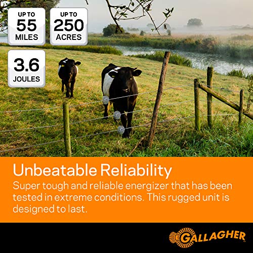 Gallagher M360 Electric Fence Charger | Powers Up To 55 Miles / 250 Acres Of Clean Fence | ​3.6 Joules, 110 Volt Energizer, Added Power Reserve | Unbeatable Reliability | Easy Installation #TOP2