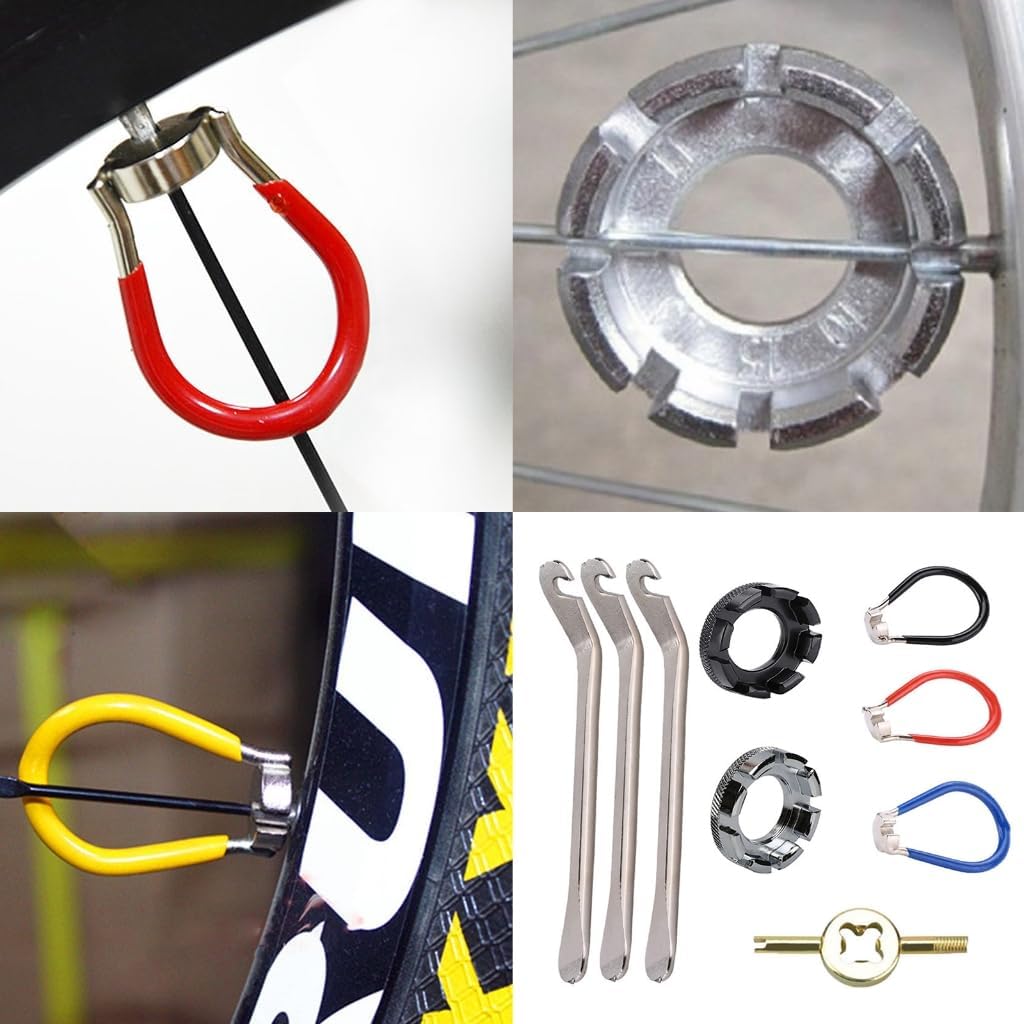 Portable Bike Spokes Adjustment Tool Set Bicycles Spokes Wrench Spokes Tensioner Tire Levers Cycling Pocket
