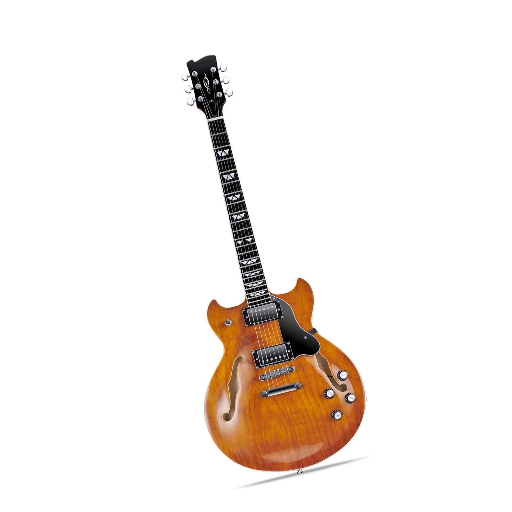 Profesjonalna Gitara Elektryczna Kolorowa Gitara Elektryczna 6 Strun Semi Hollow Solid Podwójne Przetworniki Humbucker(Brown)