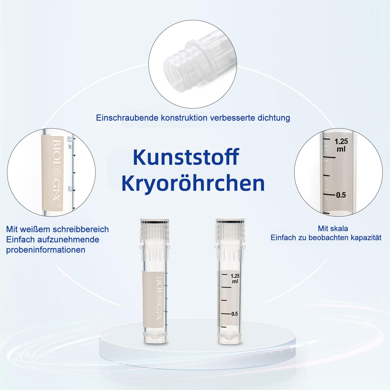 50 Stück 2 ml Kunststoff Kryoröhrchen Probenröhrchen Kryoröhrchen-Reagenzglas mit Kappe Kunststoff-Probenflaschen (50 Stück)