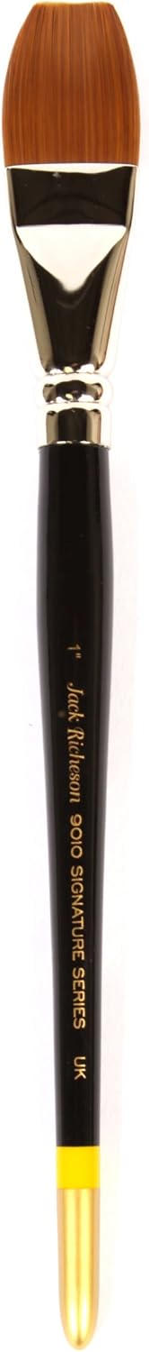 Jack Richeson 9000 Series Synthetic Short Handle Watercolor Flat Brush, 1-Inch