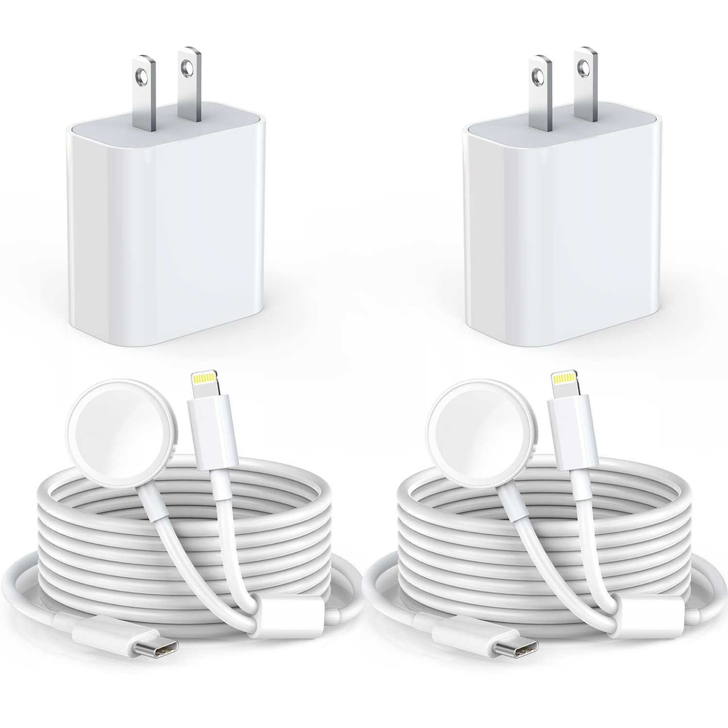 2 in 1 for Apple Watch Charger [Apple MFi Certified] 2 Pack iPhone Watch charger