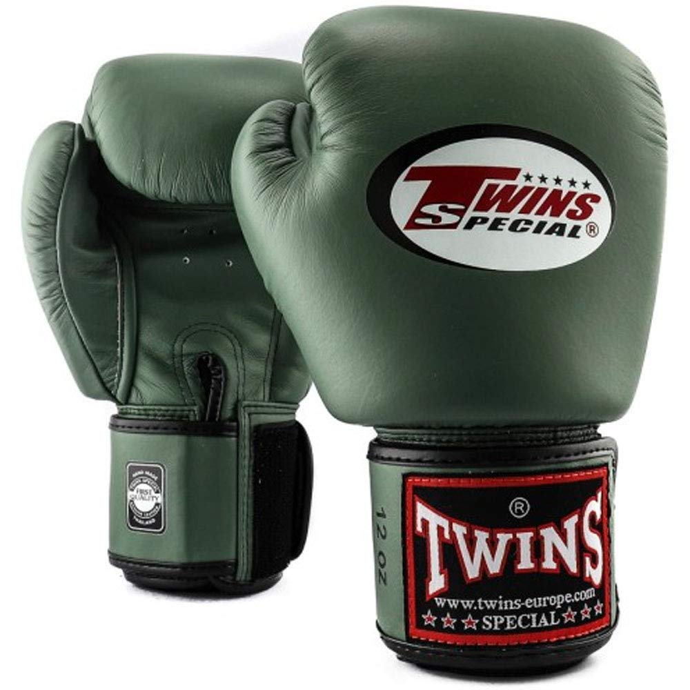TWINS SPECIAL Boxhandschuhe, Leder BGVL-3, Military Größe 12 Oz