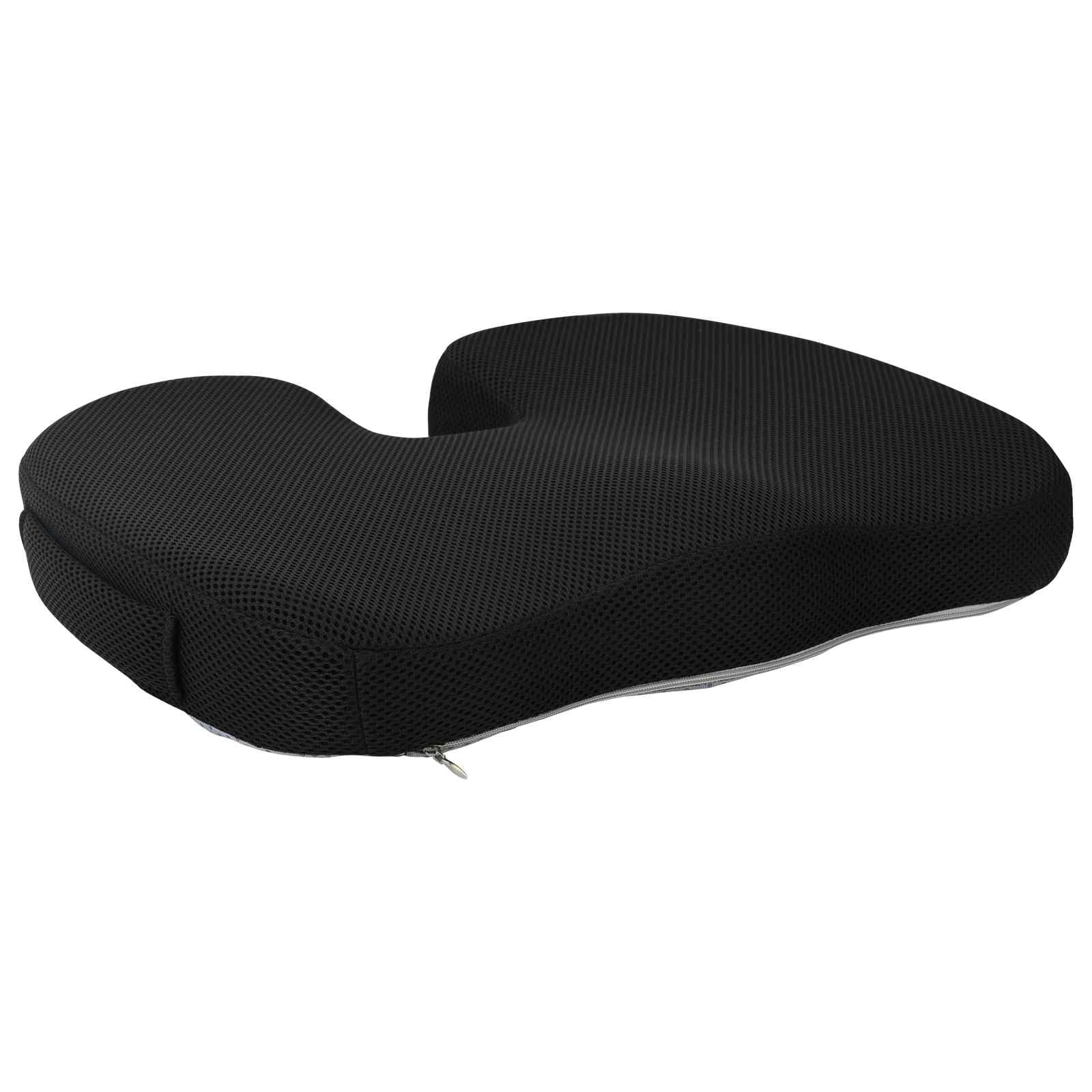 Cuscino per sedia, tinta unita, nero, 47 x 36,5 x 8 cm, in memory foam, ergonomico, antiscivolo, lavabile, con rivestimento per sedia, ufficio, sala da pranzo, cuscino per pallet, coccige