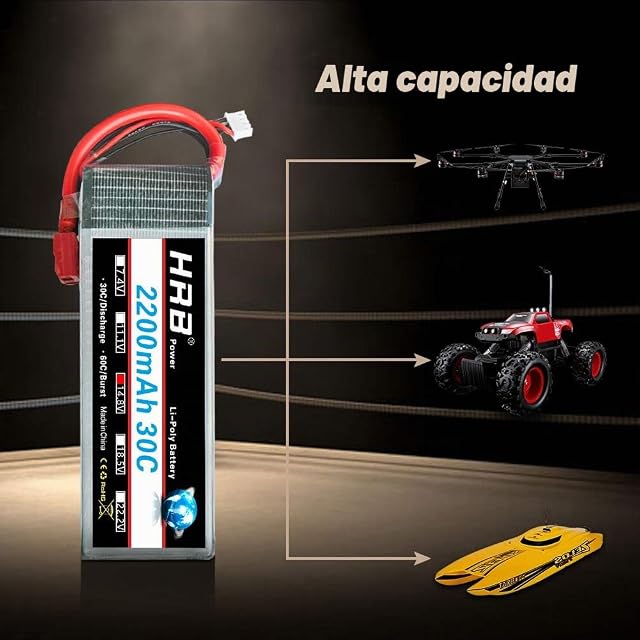 Foto 2 de 7 de HRB 4S 14.8V LiPo batería 2200mAh 30C RC Lipo batería con Deans T Enchufe para RC avión helicóptero…