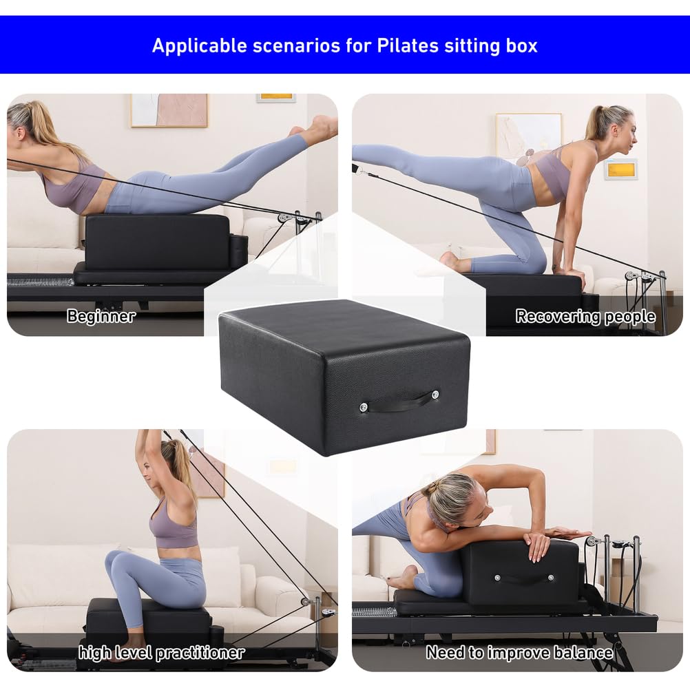 Caja de asiento de pilates y accesorio reformador para flexibilidad y movimiento, equipo ideal para entrenamientos de estudio y hogar