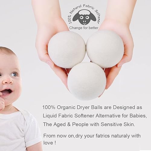 Miniatura 4 de Budieggs Bolas de secado de lana orgánica XL paquete de 6 suavizante de tela 100 libre de químicos de Nueva Zelanda para más de 1000 cargas seguras