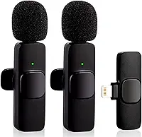 Kit com 2 Microfones de Lapela Sem Fio para iPhone – Compatível com iOS, Conexão iphone até o 14 pro Max, Cancelamento de Ruído, Ideal para Gravações, Vídeos, Reuniões e Lives