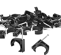 TAVONUXT 20 Pack 1/2" Heavy Duty J-Hooks with Nails for PEX, Copper, CPVC Pipe Support - Durable Black Half Clamps