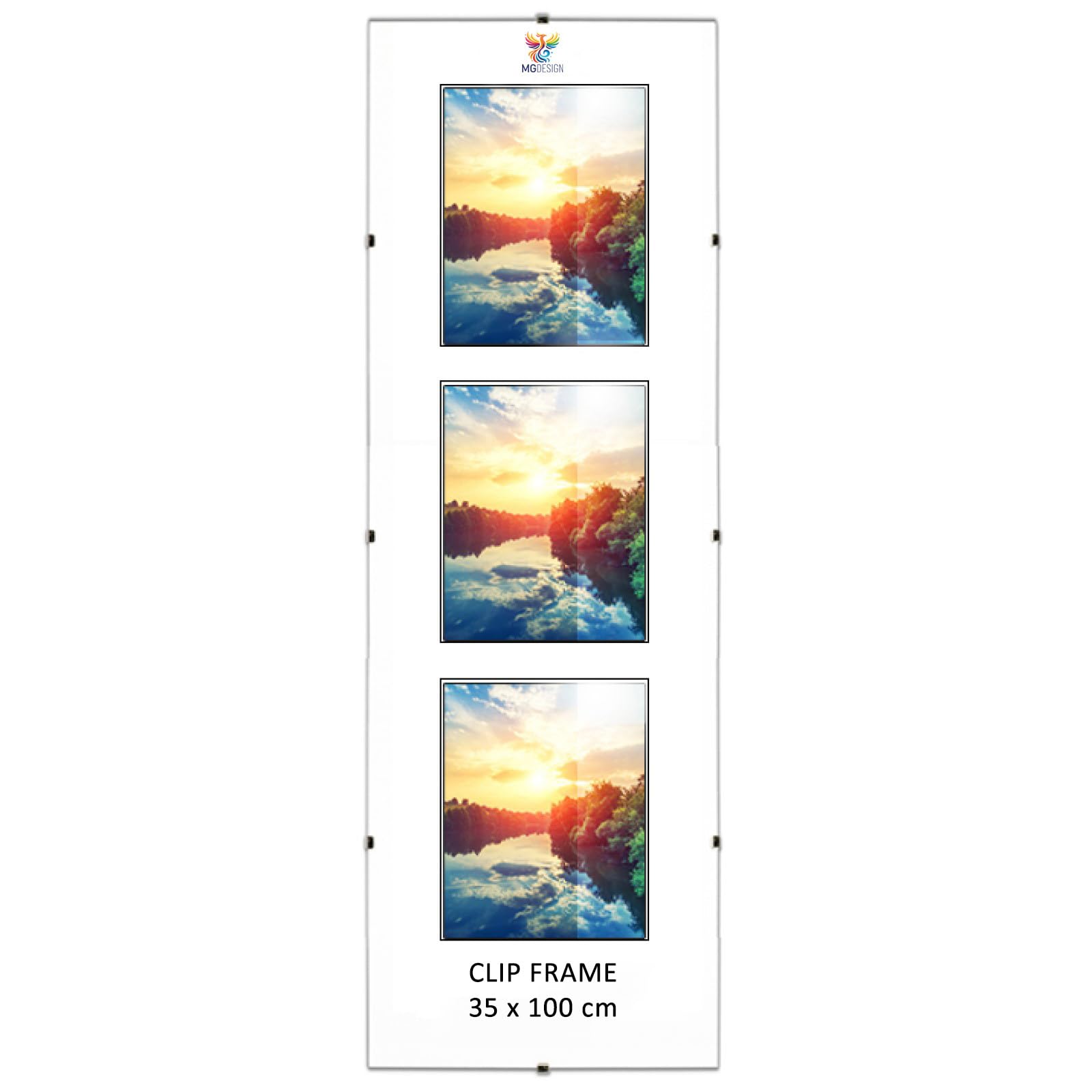 MG Design Clip Frame 14 x 39 in (35 x 100 cm) – Easy-to-Hang Shatterproof Acrylic Glass – For Posters, Photos & Certificates — image 1