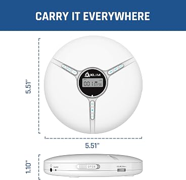 KLIM Discman Portable CD Player with Headphones, Built-in Battery - New Version - CD Players for Home, Car - Compatible w/SD Card, CD-R, CD-RW, MP3, WMA - 5 EQ Effects - White