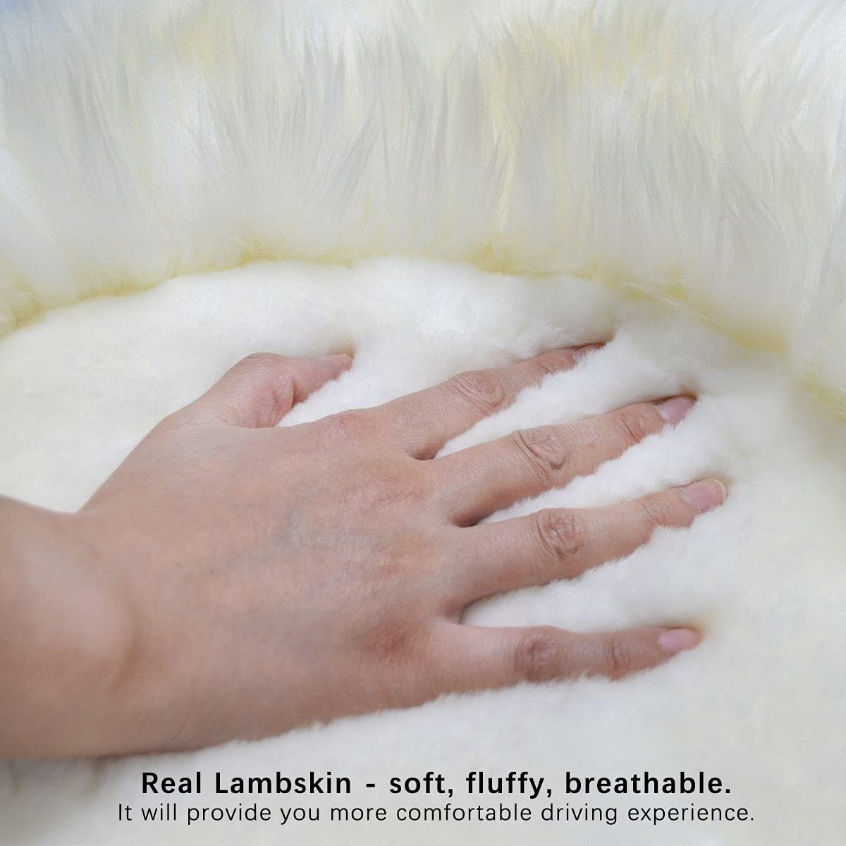 Gracefur Easy-Install Universal Sheepskin Car Seat Covers, Winter Warm Genuine Australian Sheepskin Fur Seat Covers, Airbag Compatible for Sedans, Trucks, SUV, or Van (White)