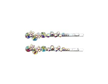 Faship A Pair Of AB Floral Hair Clips Pins 2 Pcs