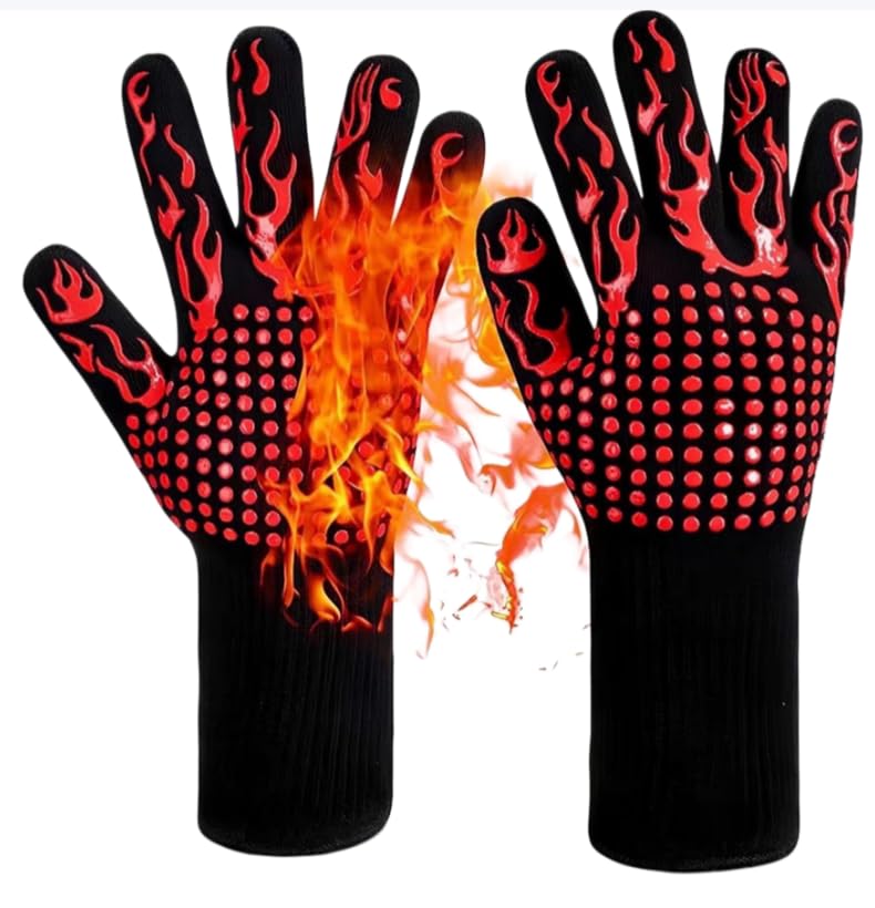 800°C Heat Resistant BBQ Gloves Silicone Non Slip Grill Mitts