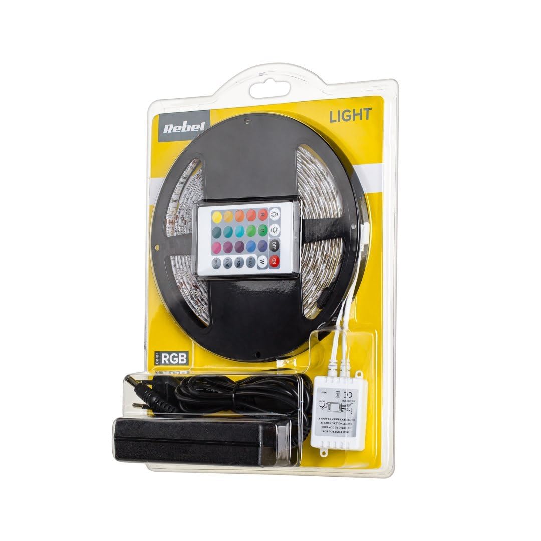 Tira de luces LED 5 m RGB 12 V 28 W multicolor impermeable cadena de diodos juego de mando a distancia