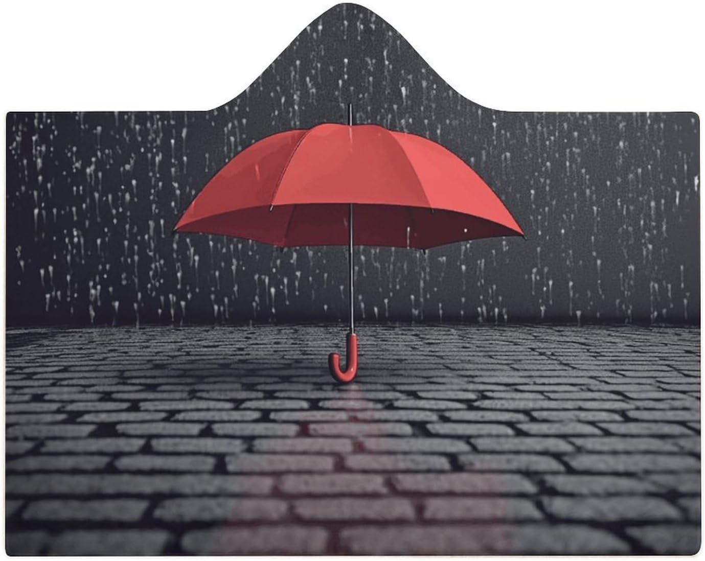 Red Umbrella in Rain Wearable Fleece Blanket with Hood for Men & Women Oversized Hoodie Blanket Soft Cozy Gift-