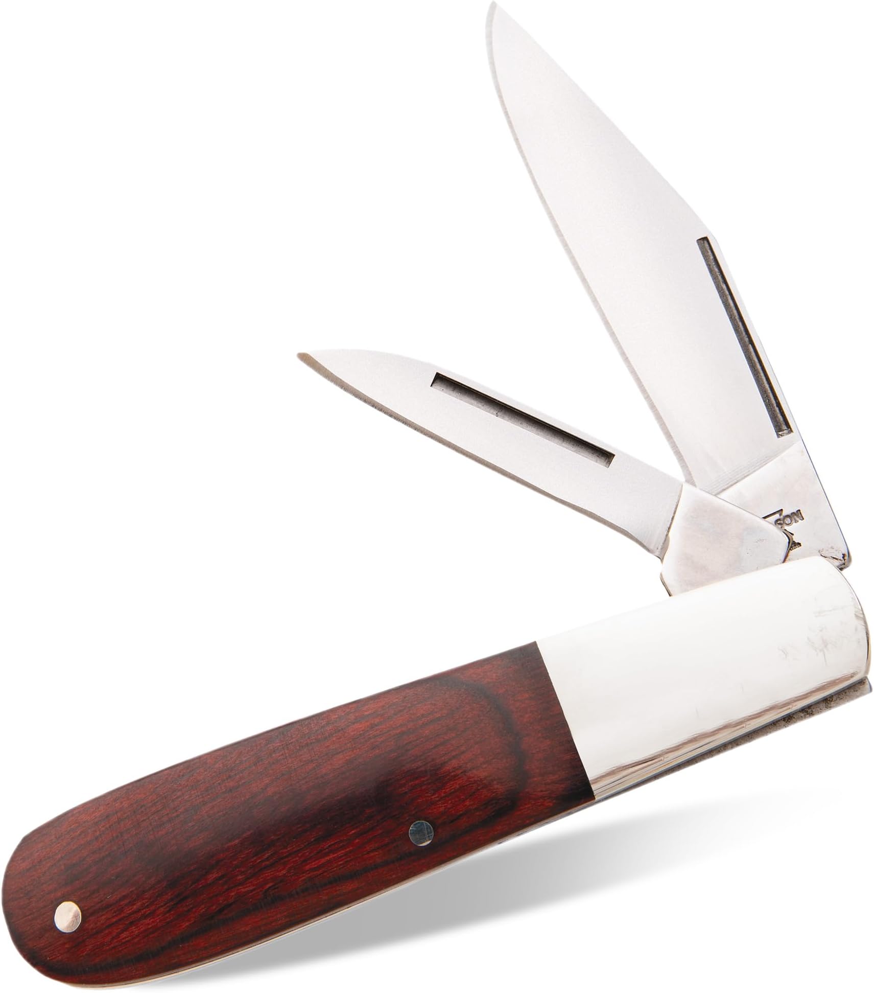 BEAR & SON 2281R Two-Blade Barlow Pocket Knife – Traditional Manual Folding EDC, High-Carbon Stainless Hollow-Ground Edge Master & Pen Blades, Nickel Silver Bolsters, USA Made – Rosewood Handle