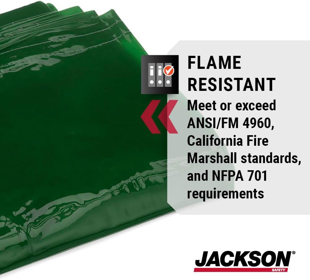 Jackson Safety Welding Curtain - Transparent Colored Welding Screen for UV & Blue Light Shielding - Ready to Hang with Grommets - Flame, Mildew & Water Resistant PVC - ANSI/FM 4960 Standards