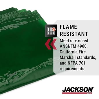 Jackson Safety Welding Curtain - Transparent Colored Welding Screen for UV & Blue Light Shielding - Ready to Hang with Grommets - Flame, Mildew & Water Resistant PVC - ANSI/FM 4960 Standards
