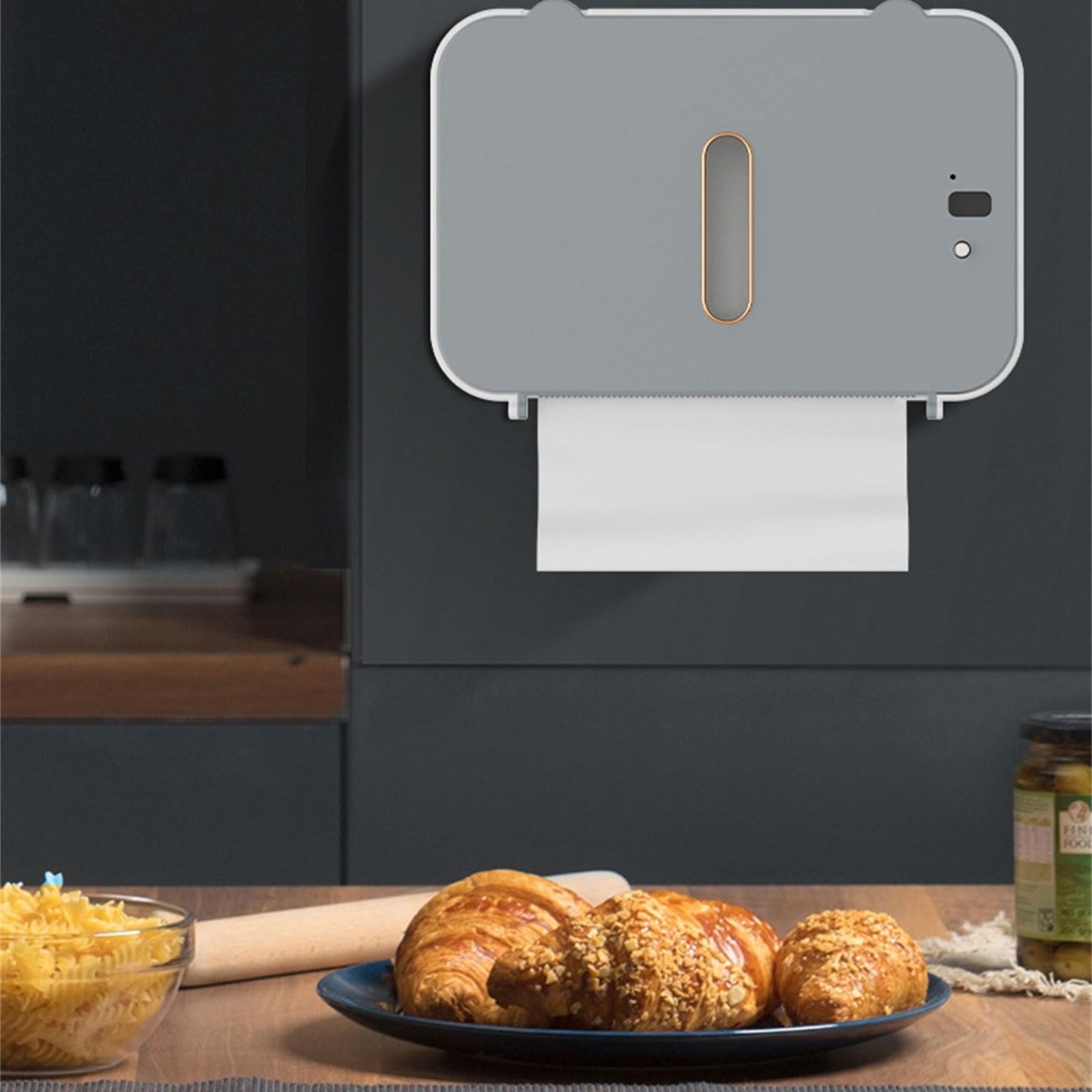 Boîte à mouchoirs automatique avec capteur - Porte-papier toilette à induction avec couvercle étanche - Distributeur automatique de serviettes en papier - Accessoire de rangement de cuisine -