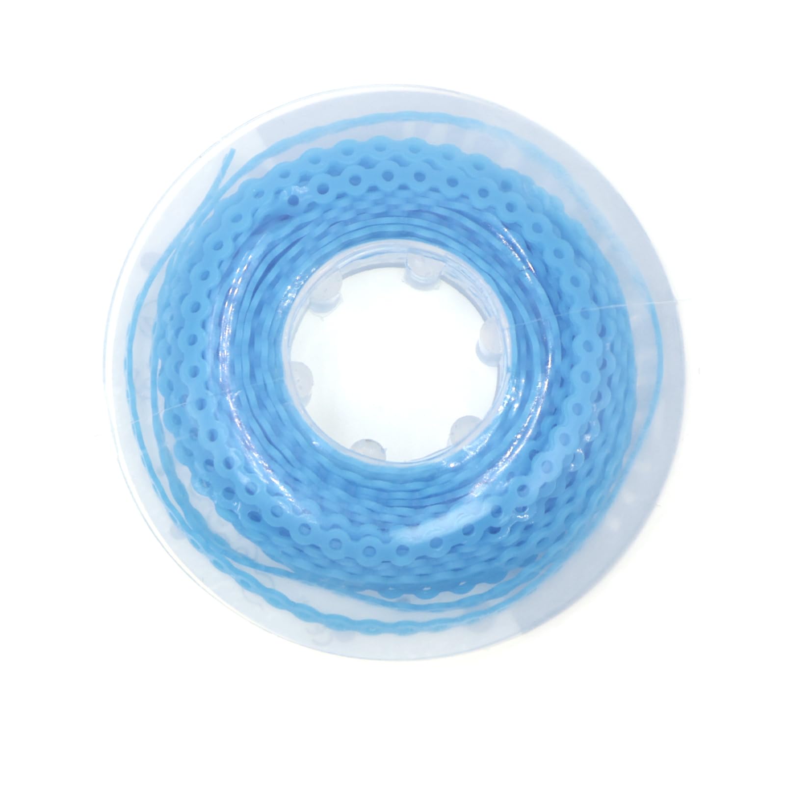 1 rouleau de 4,5 m de chaîne élastique dentaire en caoutchouc ultra puissant, long, court et fermé (bleu ciel, long)