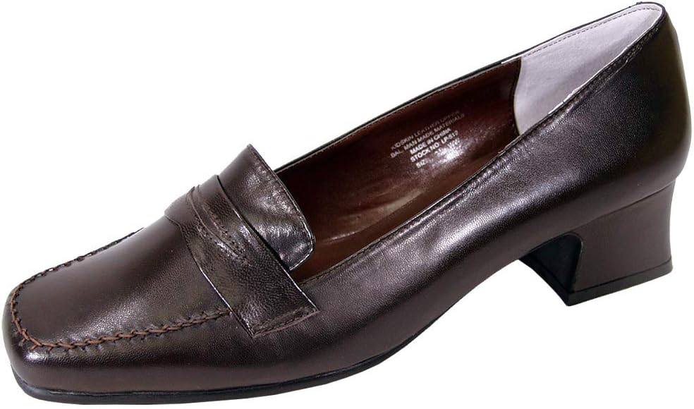 Peerage Ida (LP512) Women's Wide Width Classic Comfort Leather Loafers Brown 9