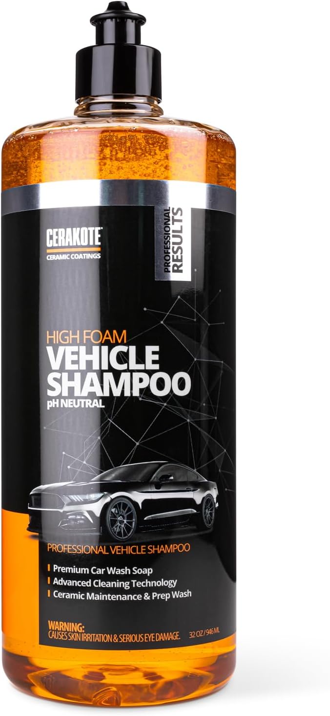 High Foam Vehicle Shampoo (32 oz. Bottle) - pH Neutral Premium Car Wash Soap - Ceramic Coating Prep and Maintenance - Citrus Scent - Maximum Suds