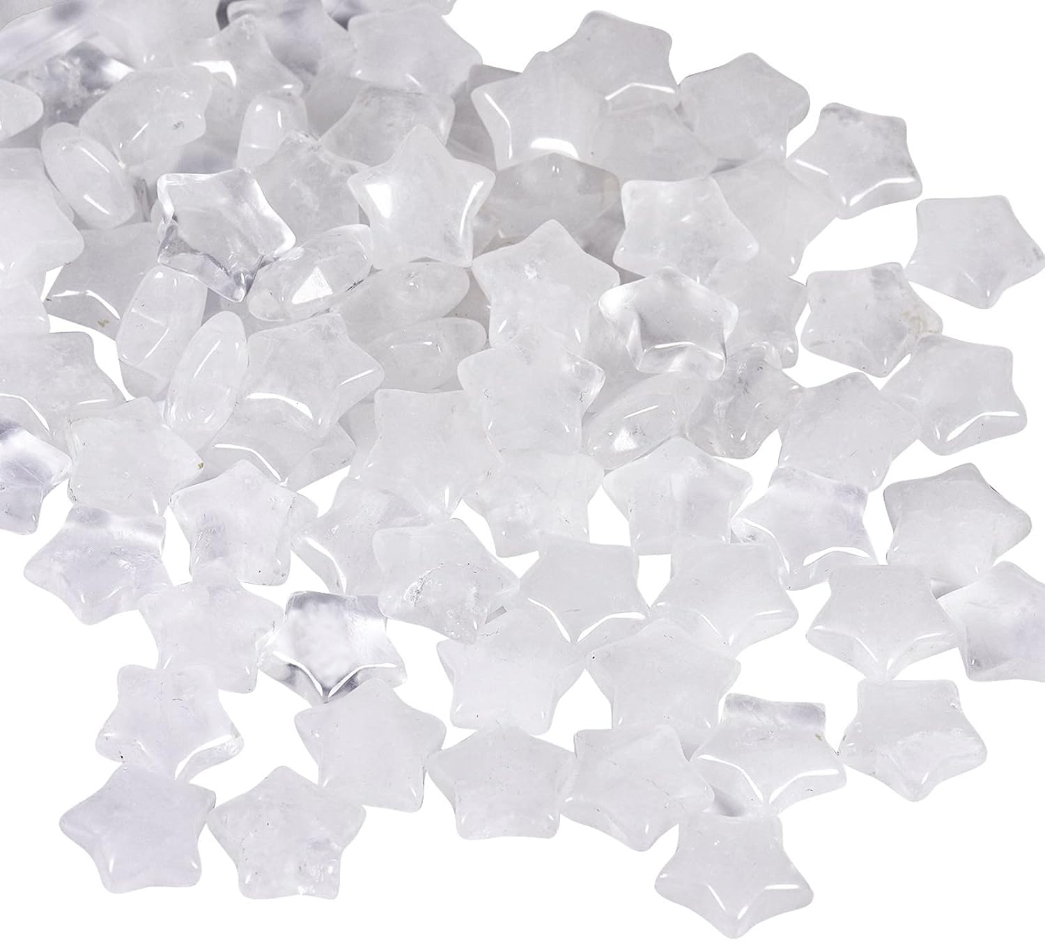 Rockcloud Pack of 10 Stars Shaped Crystal Pocket Stones, Polished Worry Stones for Reiki Healing Yoga Meditation Feng Shui Home Decoration, Rock Crystal