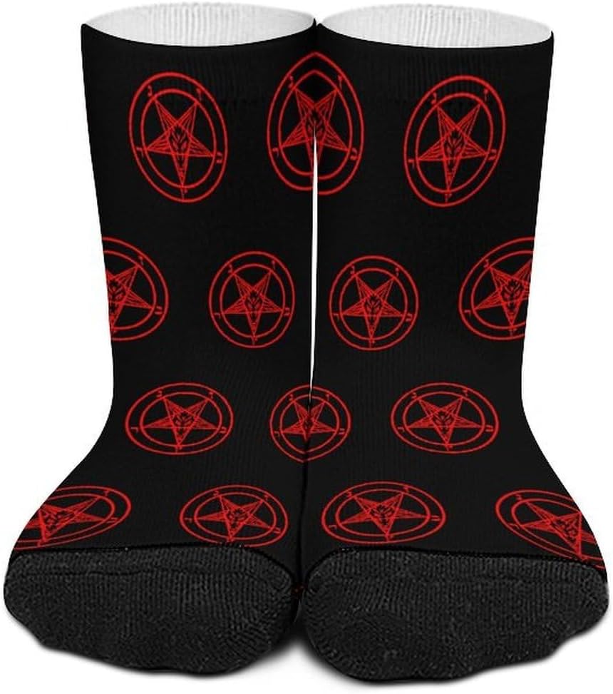 Baphomet Satan Satanic Sabbatic Goat Knee High Socks Athletic Long Stockings Sport Casual Crew Tube Sock Boot