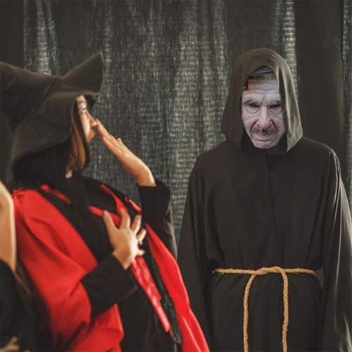 Miniatura 3 de Máscara realista de anciano con arrugas para el cabello, máscara de cabeza completa, accesorios de disfraz para Halloween, casco de anciano de látex