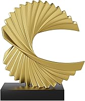 Paytonture Gold Ocean Wave Statue - Modern Abstract Resin Sculpture for Office Desk, Shelf & Home Decor for Men