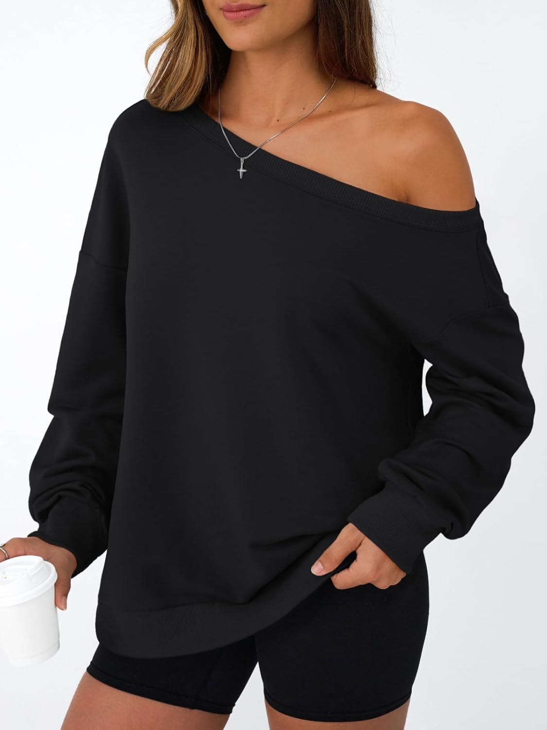 AUTOMET Women Off the Shoulder Sweatshirt Oversized Tops Fall Outfits 2026 Y2k Clothes Fashion Clothing Trendy Top - Image 3