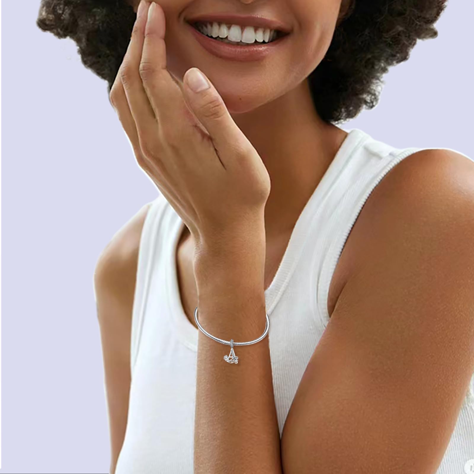 LNQOBU Bracciale in Argento con maglia Snake e chiusura a cuore Compatibile con Pandora Europei Charms da Donna