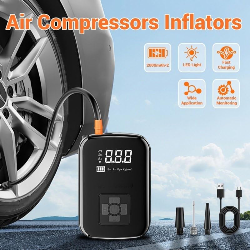 Inflador ruedas compresor de aire de 150PSI electrico e inalambrico de 12V 5