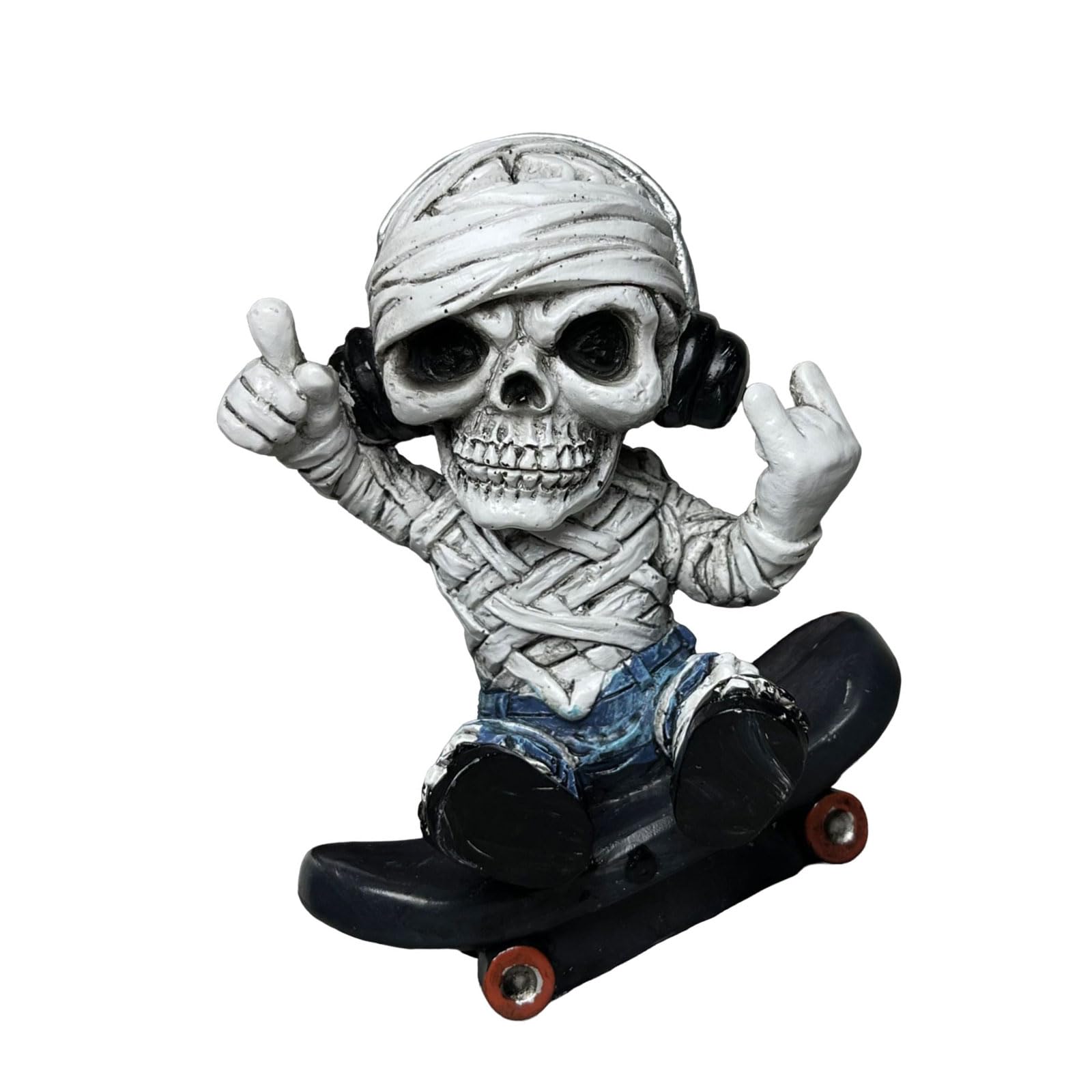 Qsvbeeqj Funny Skateboarder Skeleton Statue Halloween Themed Resins Skull Figurine Decors Holiday Party Book Shelf Table Ornament