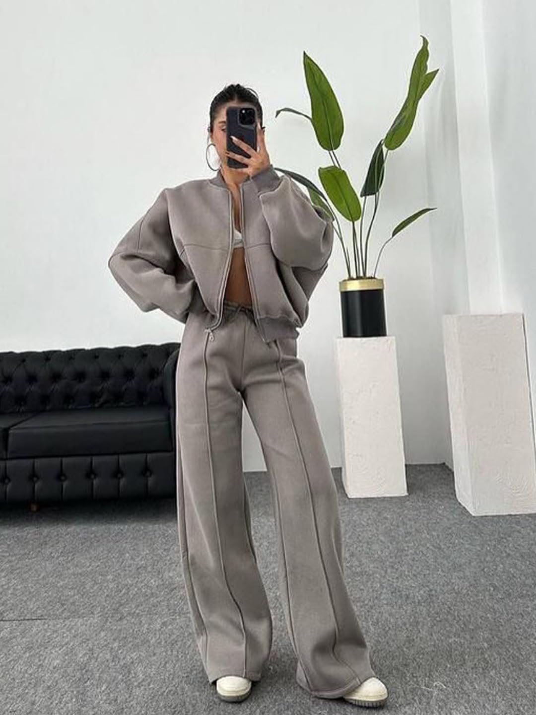 Traje informal para otoño e invierno, chaqueta y pantalón de manga larga para mujer, traje de dos piezas