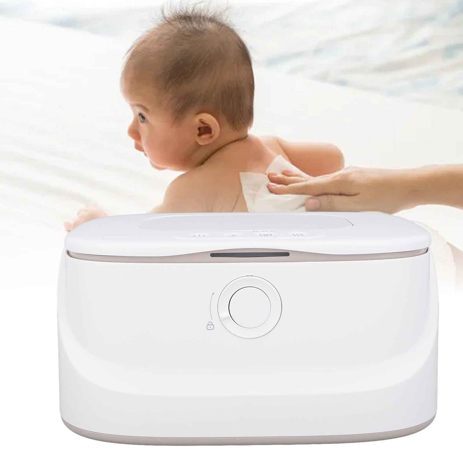 Baby Wipe Warme, Dispenser di Salviette per il Controllo Intelligente della Temperatura di Grande capacità con Delicata Luce Notturna per Salviette Umidificate per Neonati, (WHITE)
