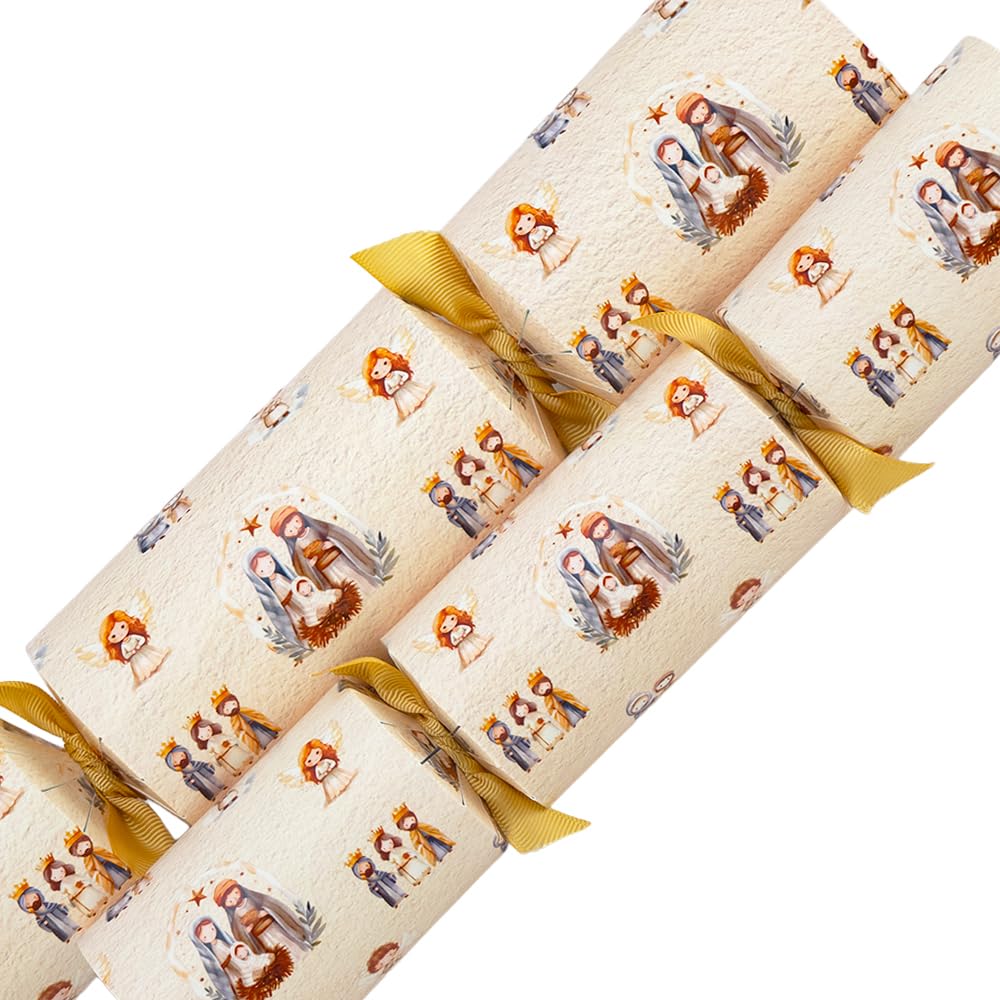Watercolour Nativity | 12 Large Christmas Crackers & Ribbon | Make Fill Your Own