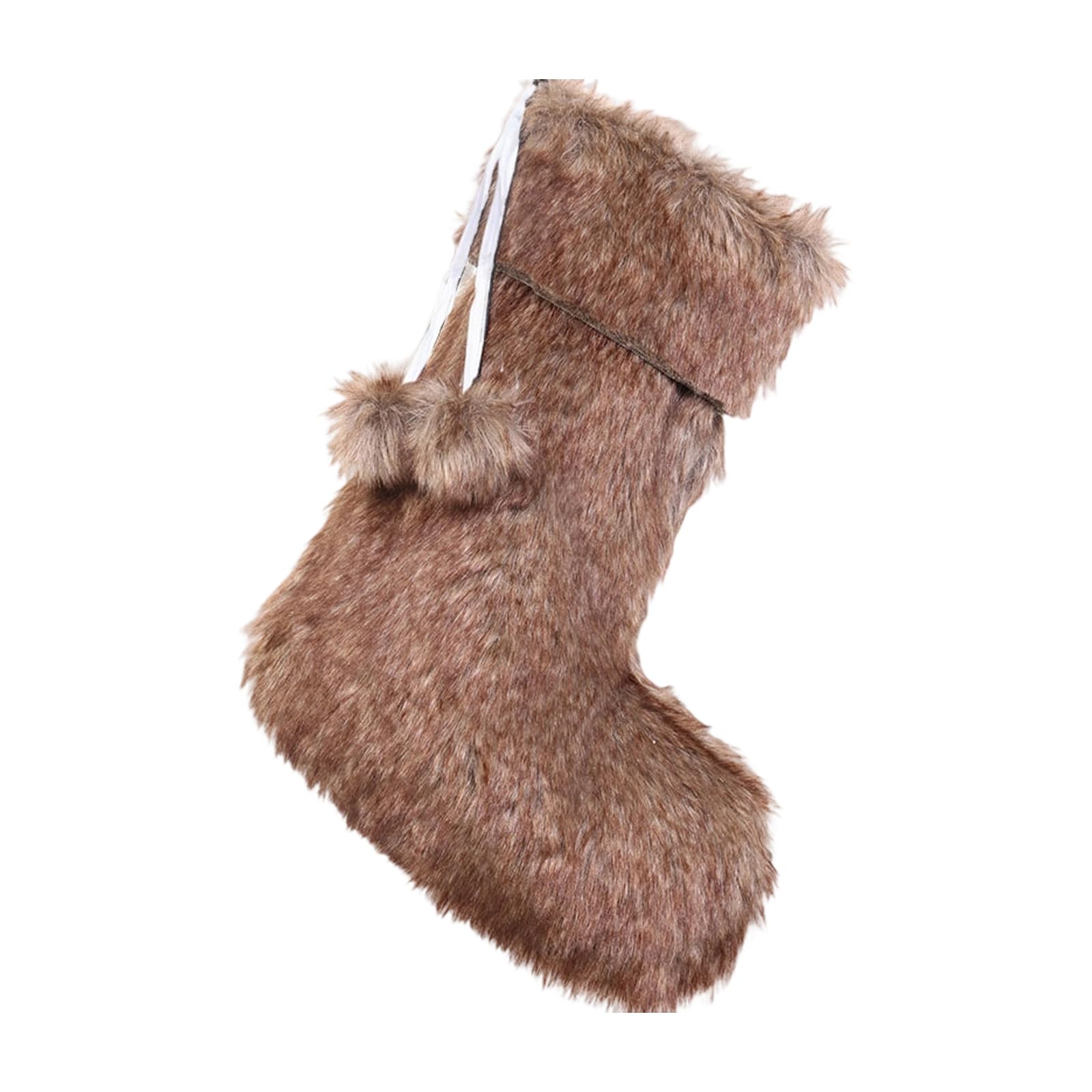 Tsophreniq Faux Furs Stocking Christmas Sock Ornament with Reinforced Loop for Fireplaces Mantels Decorations Family Christmas Accessories