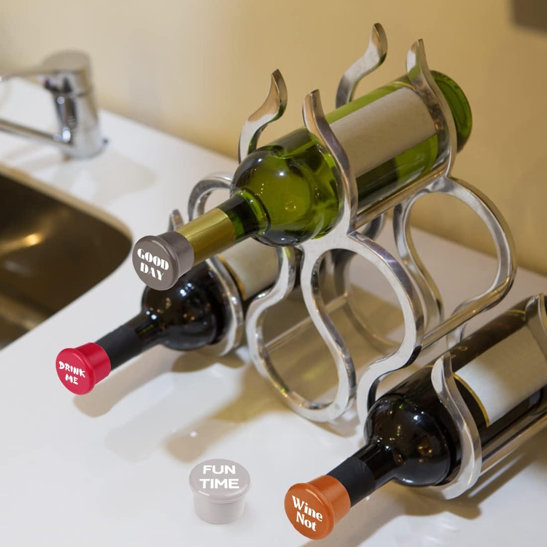 60% оƒƒ Dіѕсоunt Funny Brewing Labels Wine Stoppers - SURDOCA 4 Reusable Cute Cork Rubber Caps Topper Saver. Novelty Holiday Gift, Unique Gifts for Adults Men Women