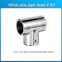 Vista 2 de Accesorio de barandilla de barco resistente, 3 vías de 90 grados en T, acero inoxidable 316, conector de tubería para tubos de 7/8 o 1 pulgada