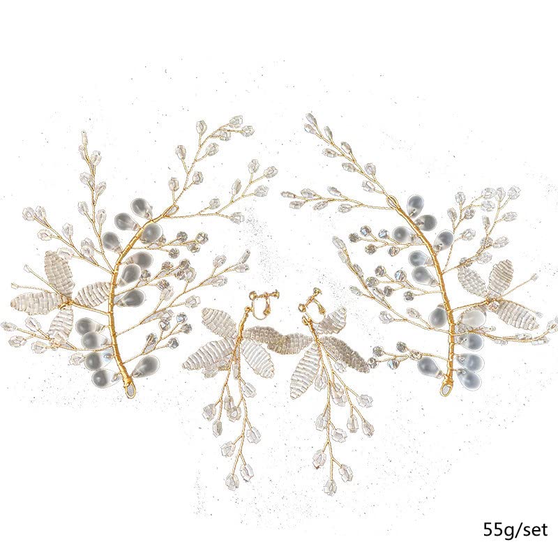 Tiara de novia hecha a mano con perlas y flores de alta costura 5