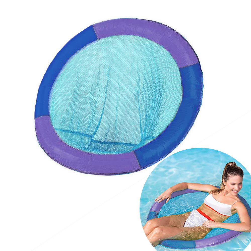 Pool Floats Lounger for Adults, Inflatable Water Hammock Float with Bottom Mesh, Portable Stable Pool Raft for Ocean, Lake, River, or Pool, Purple