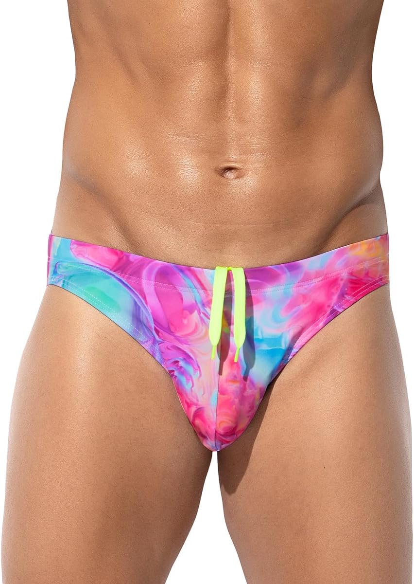 Arjen Kroos Men's Sexy Swim Briefs Printed Swimsuit Beach Swimwear Bikini Sport with Drawstring