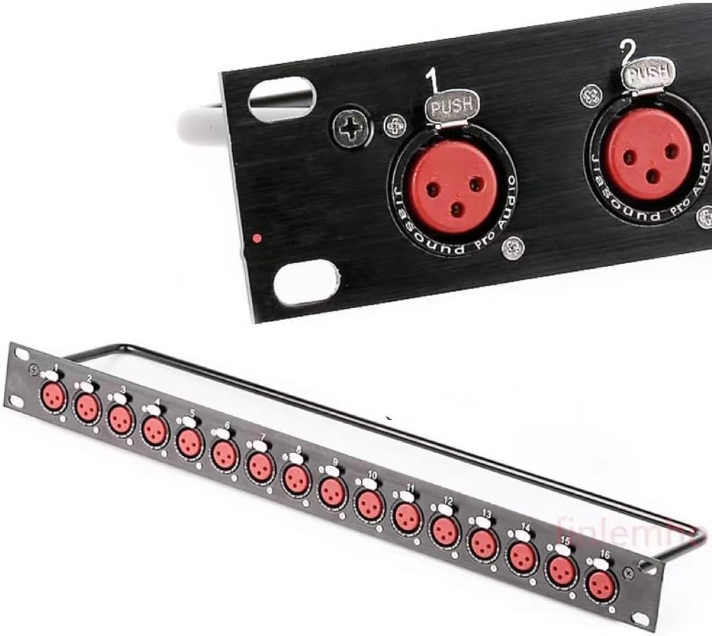 Rack Patch Panel 8 12 16 Way XLR Female Canon Connnector 1U Flight Case Mount for Professional Loudspeaker Audio Cable Dj Mixer (Bundle : 1U-16 Way)