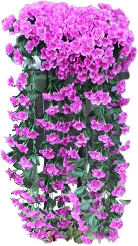 YATUOPNG Artificial Plant In Pot-Hanging Flowers, Wisteria Vine Wall Basket Hanging Garland Fake Silk Orchid(Purple,10)