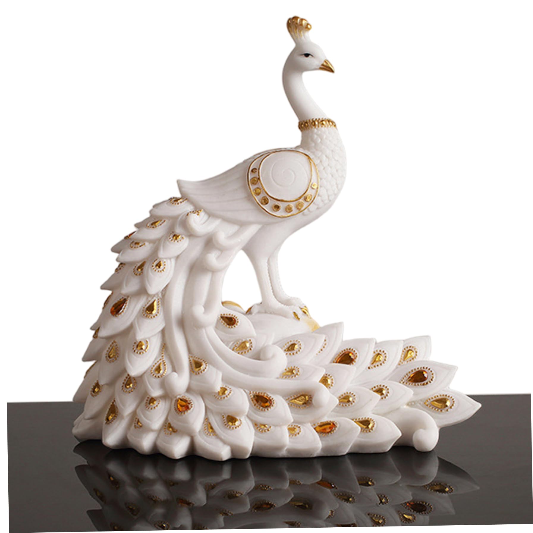 Statue de paon en résine Gcroet : sculpture animalière détaillée pour décoration de bureau