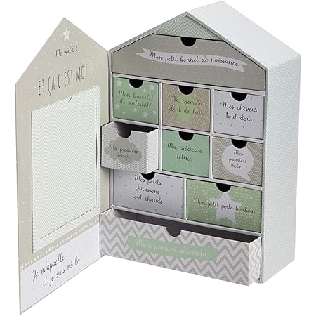 Maison Coffret Naissance Garcon 10 Tiroirs A Souvenirs Cadre Photo Amazon Fr Bebe Et Puericulture