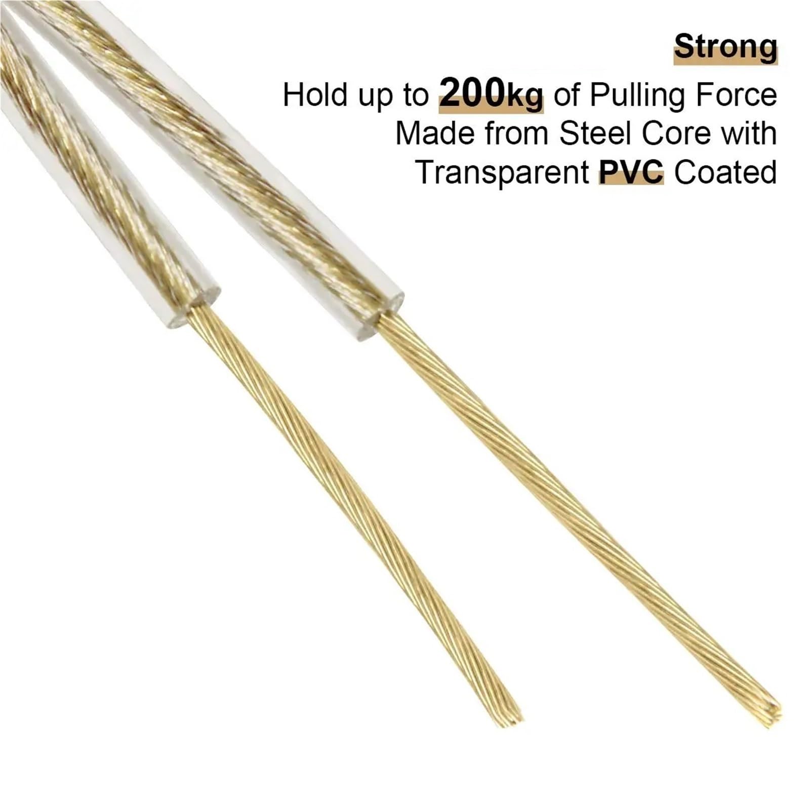 Wäscheleine Ausziehbar Wäscheleine mit Stahlkern und PVC-Überzug | Stahlkern, PVC-ummantelte Wäscheleine, dickes, starkes Kunststoff-Wäscheseil for Gartenreisen(Diameter 3 millimetres 50M)